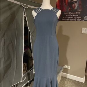 Pretty Garden NWT Sz S Elegant Dusty Blue Sleeveless mermaid fit dress